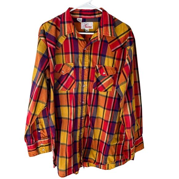 Westerner Other - Vintage Westerner Men's XL Colorful Plaid Shirt Pearl Snap Cowboy Rodeo